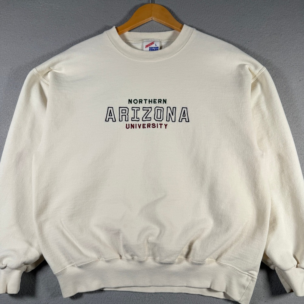 Jerzees Northern Arizona University Sweatshirt Mens Large Cream Vintage USA Made